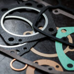 Close up shot of various engine gaskets.