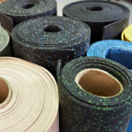 Plastic rubber floor coverings for sports halls